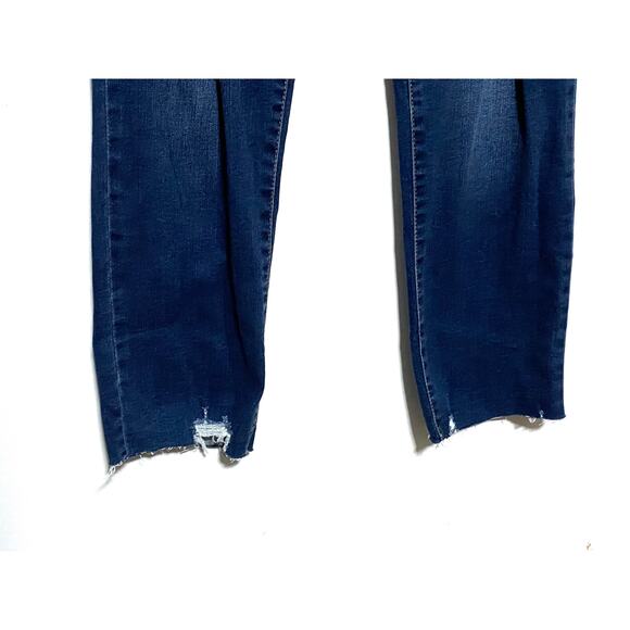 Jessica Simpson Jeans 30 Arrow Straight Ankle Distressed Rips Raw Hem Dark Wash - Picture 5 of 9